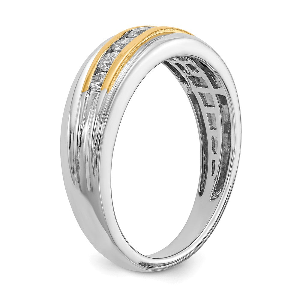14K Weiß- und Gelbgold Herrenring mit echten Diamanten