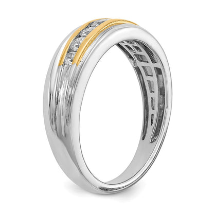 14K Weiß- und Gelbgold Herrenring mit echten Diamanten