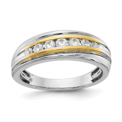 14K Weiß- und Gelbgold Herrenring mit echten Diamanten