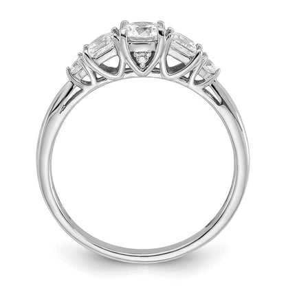 14K Weißgold Verlobungsring mit 5 Steinen und im Labor gezüchteten Diamanten VS/SI FGH