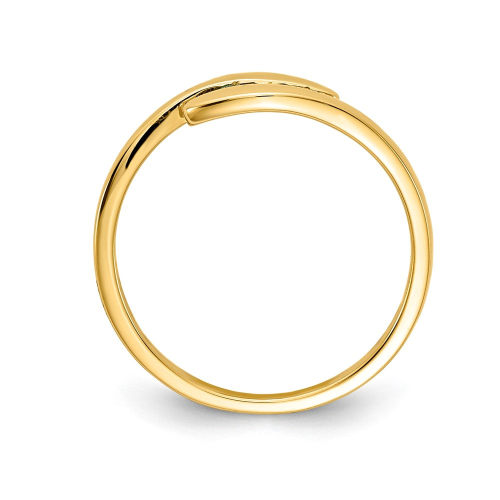 14K Gelbgold Ring mit Smaragd und echten Diamanten, 3 Steine