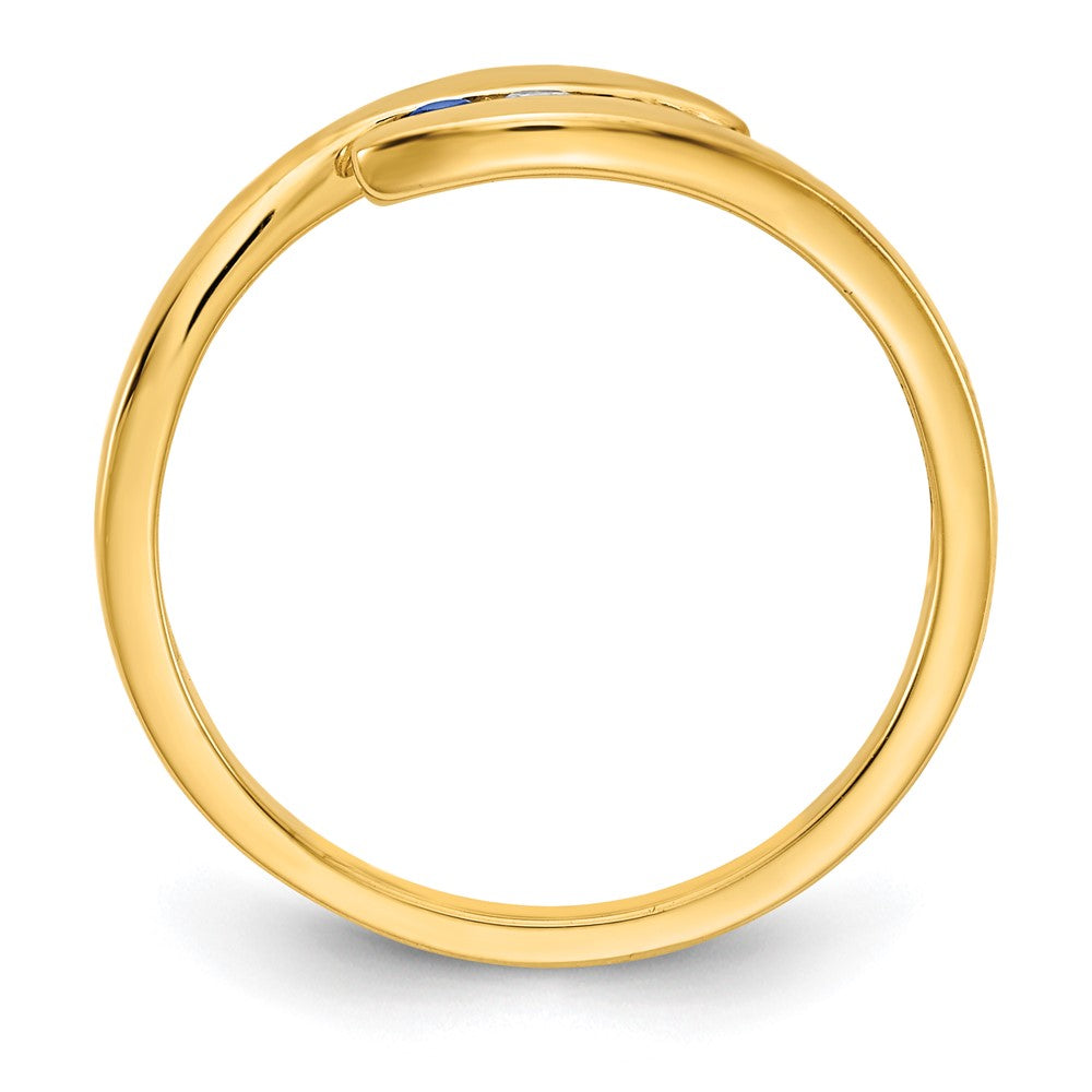 585 Gelbgold Ring mit Saphir und echten Diamanten, 3 Steine