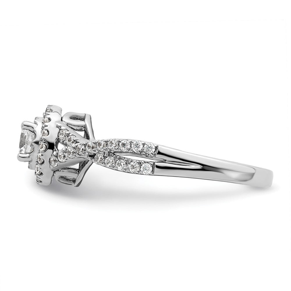 14K Weißgold Halo-Ring mit ewigem Versprechen und im Labor gezüchteten Diamanten, VS/SI+ G+