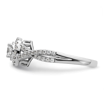 14K Weißgold Halo-Ring mit ewigem Versprechen und im Labor gezüchteten Diamanten, VS/SI+ G+
