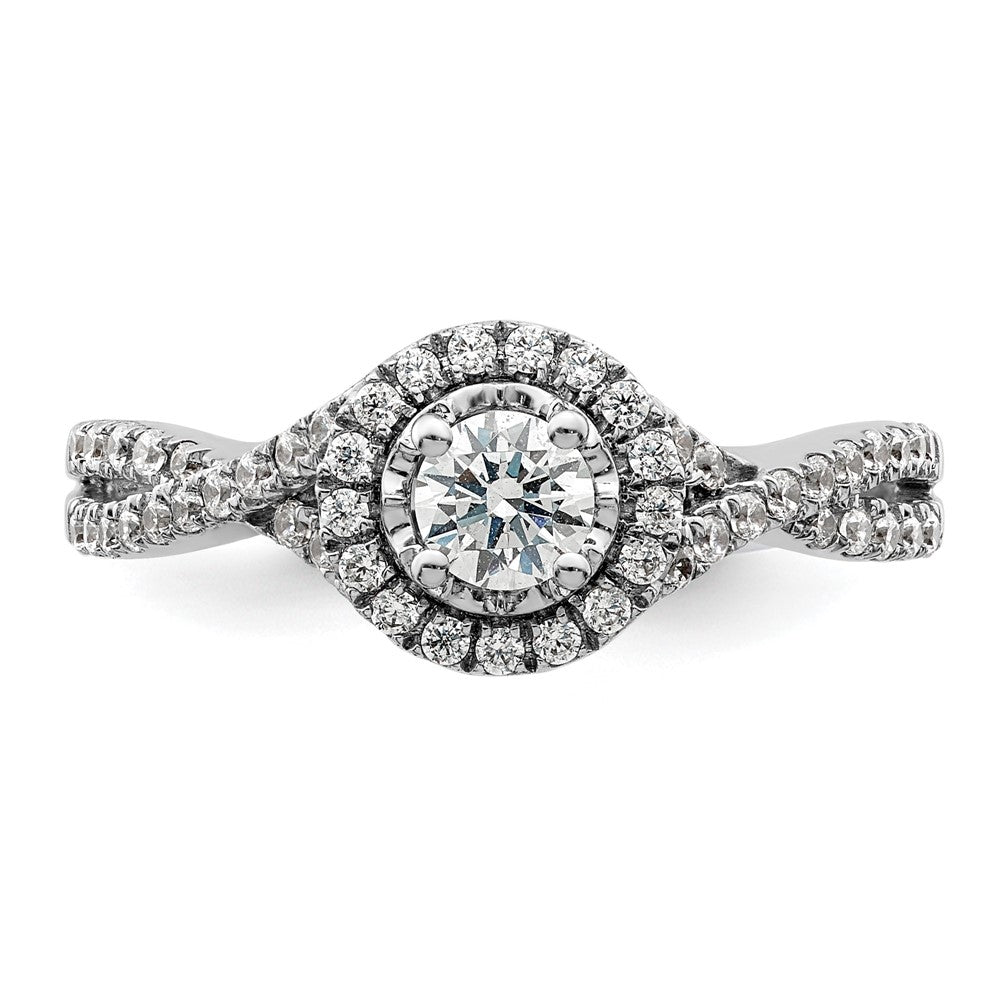 14K Weißgold Halo-Ring mit ewigem Versprechen und im Labor gezüchteten Diamanten, VS/SI+ G+