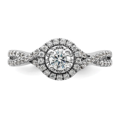 14K Weißgold Halo-Ring mit ewigem Versprechen und im Labor gezüchteten Diamanten, VS/SI+ G+