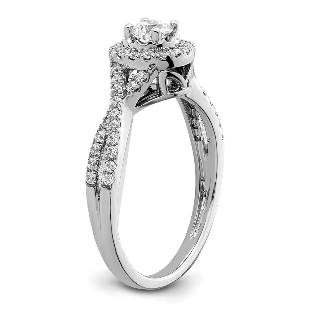 14K Weißgold Halo-Ring mit ewigem Versprechen und im Labor gezüchteten Diamanten, VS/SI+ G+
