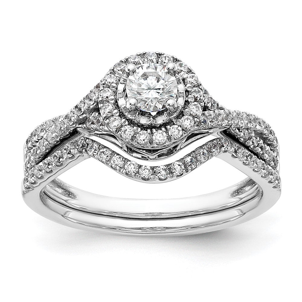 14K Weißgold Halo-Ring mit ewigem Versprechen und im Labor gezüchteten Diamanten, VS/SI+ G+