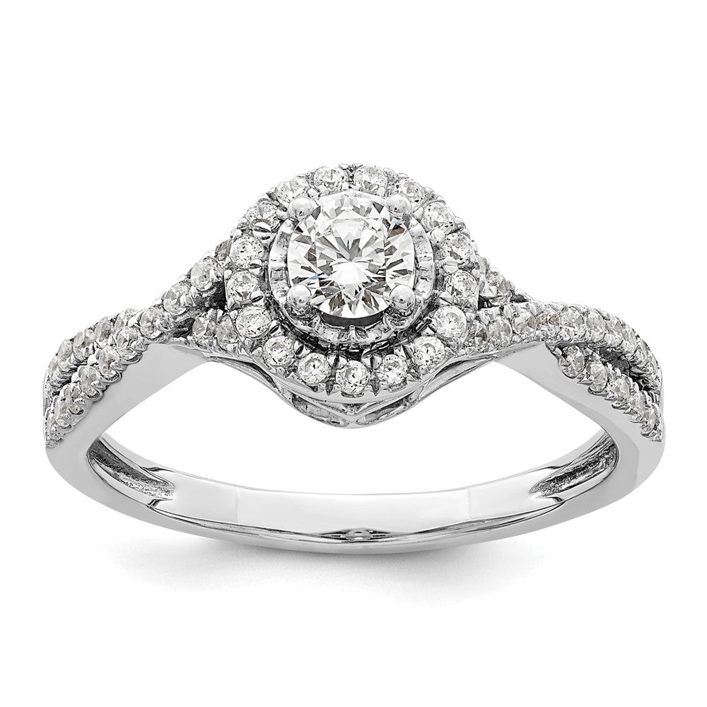 14K Weißgold Halo-Ring mit ewigem Versprechen und im Labor gezüchteten Diamanten, VS/SI+ G+