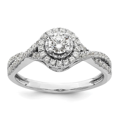 14K Weißgold Halo-Ring mit ewigem Versprechen und im Labor gezüchteten Diamanten, VS/SI+ G+