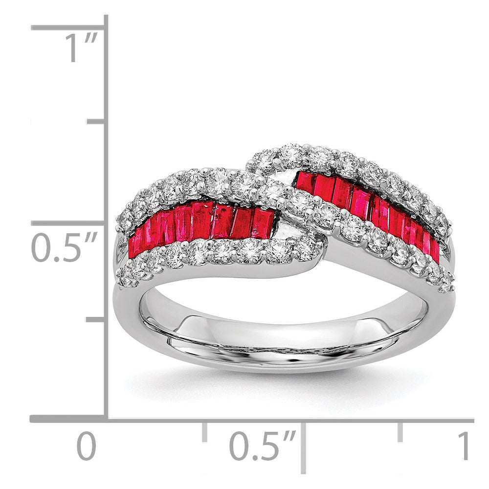 14K Weißgold Rubin Diamant Ring