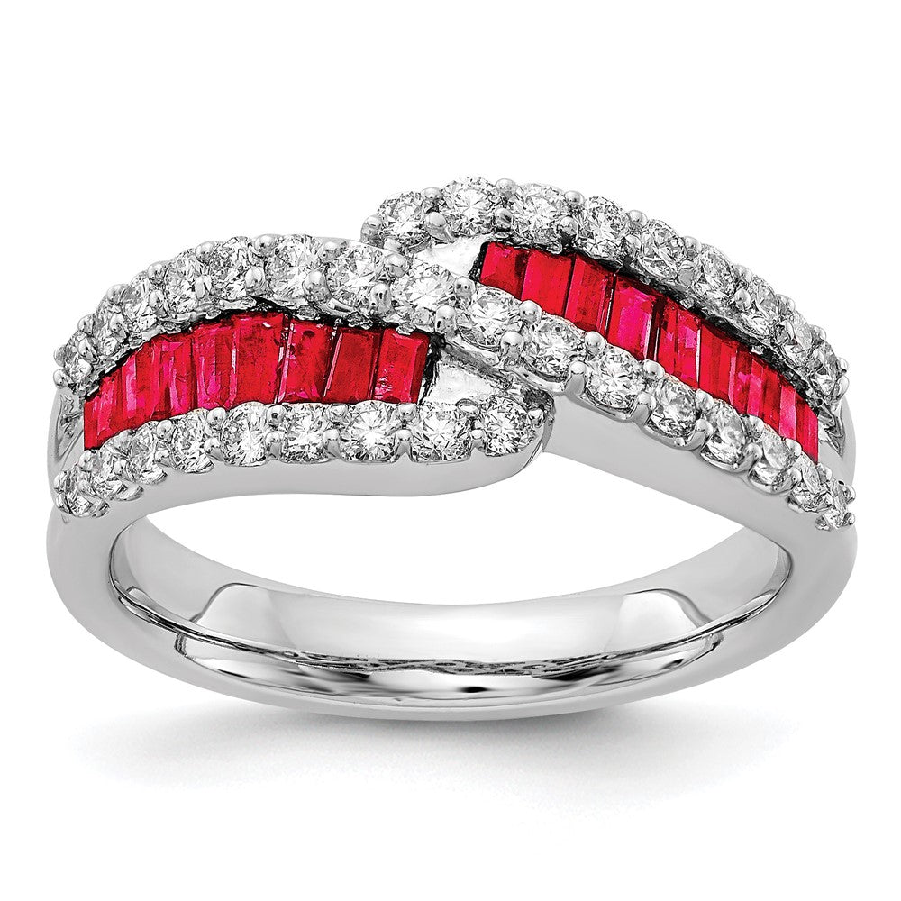 14K Weißgold Rubin Diamant Ring
