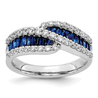 14K Weißgold Saphir Diamant Ring