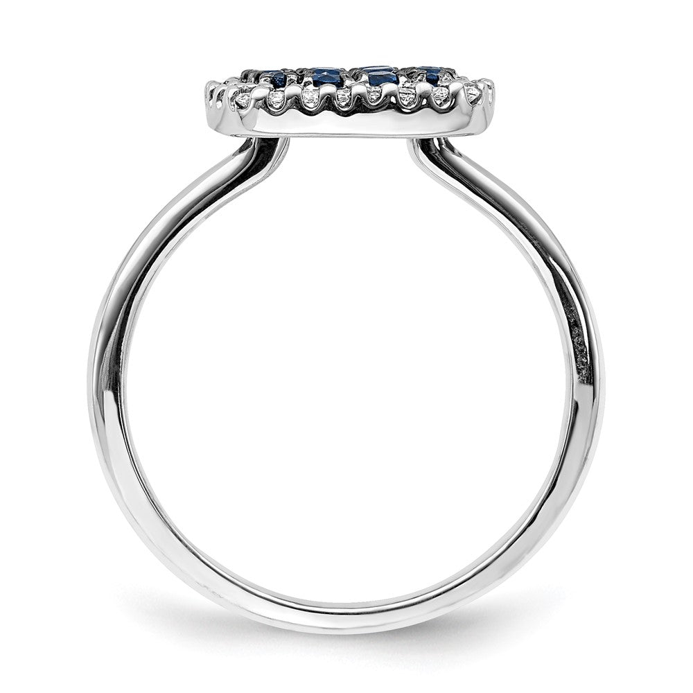 14K Weißgold Ring mit echten Diamanten und Saphiren