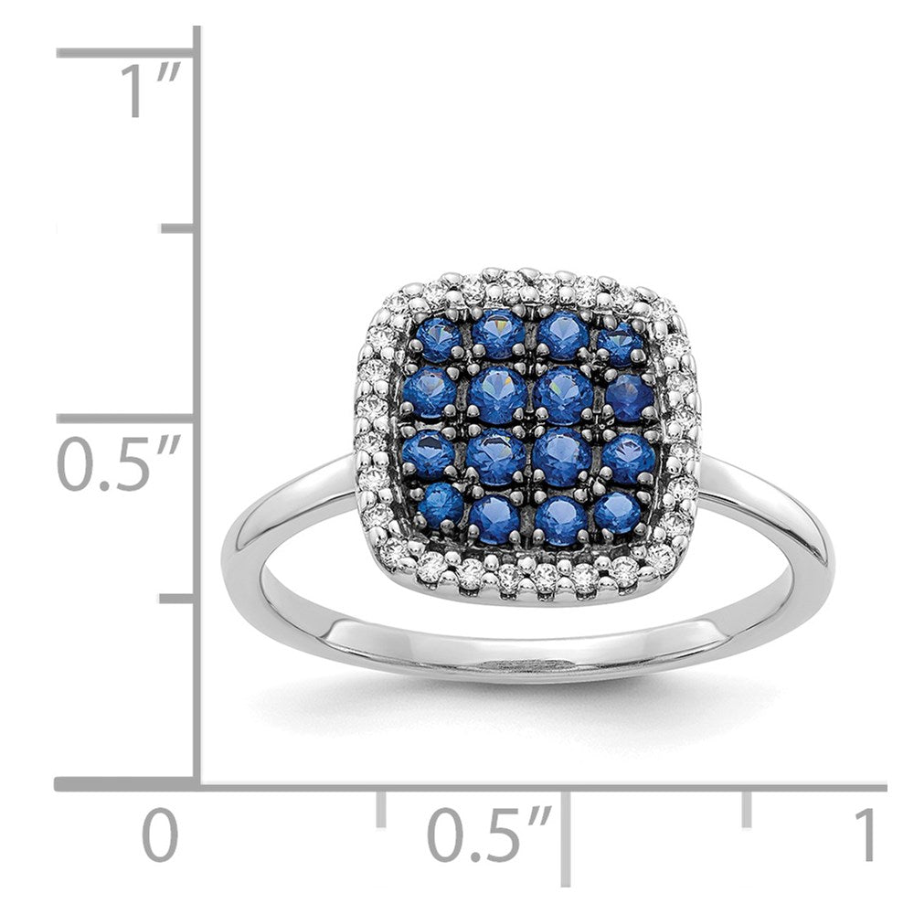 14K Weißgold Ring mit echten Diamanten und Saphiren