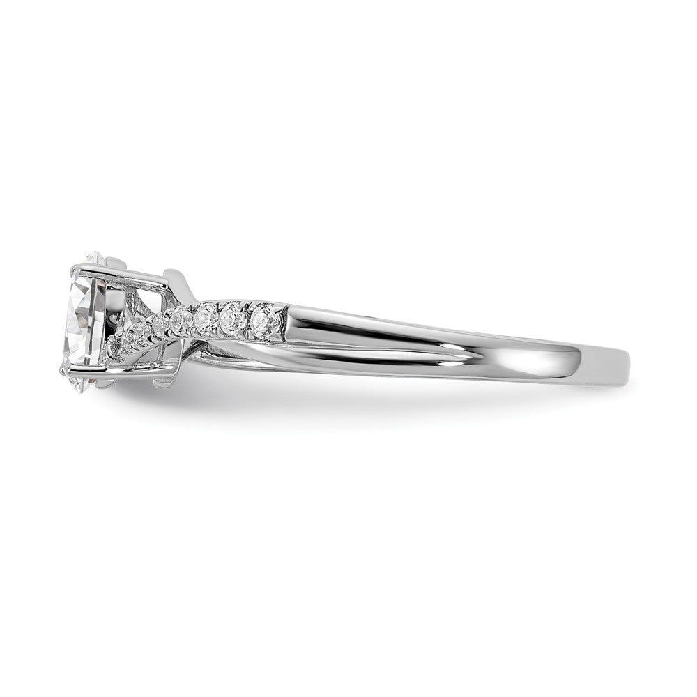 14K Weißgold By Pass (holds 3/8 Karat (5.8x3.8mm) Oval Mittig) 1/10 Diamant Halbfassung Verlobungsring