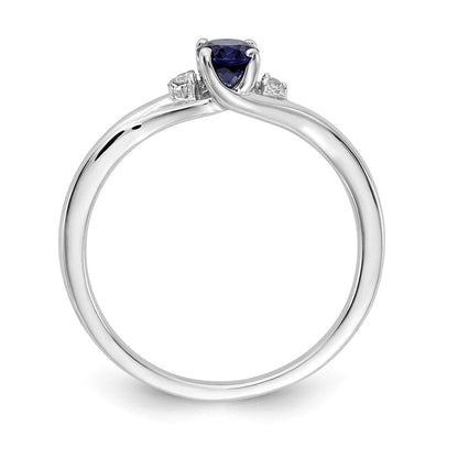 14K Weißgold Ring mit echten Diamanten und ovalen Saphiren