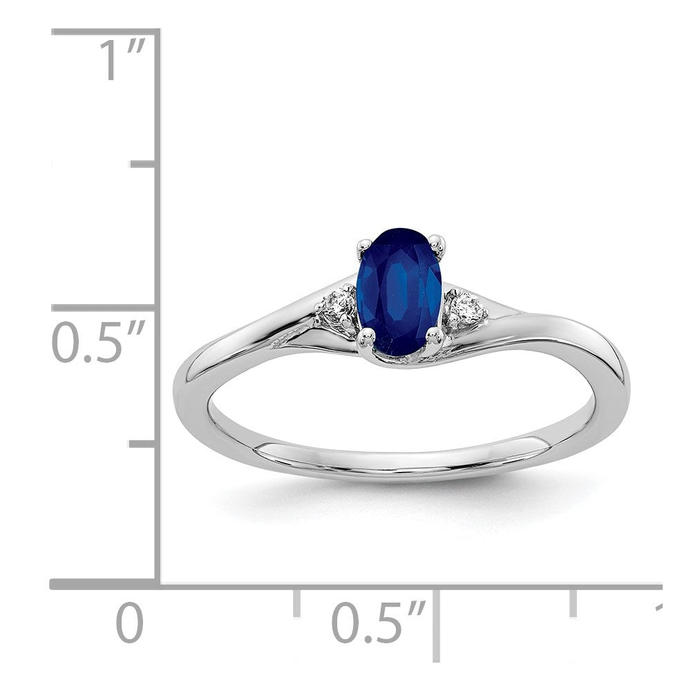 14K Weißgold Ring mit echten Diamanten und ovalen Saphiren