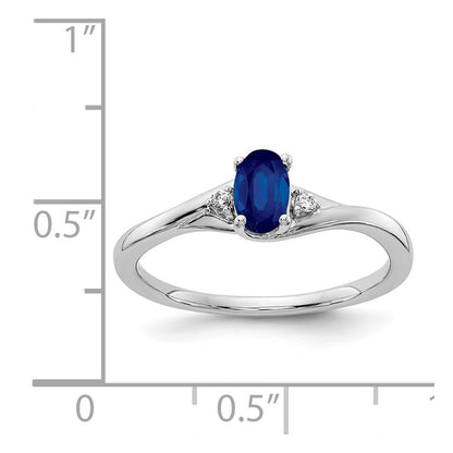 14K Weißgold Ring mit echten Diamanten und ovalen Saphiren