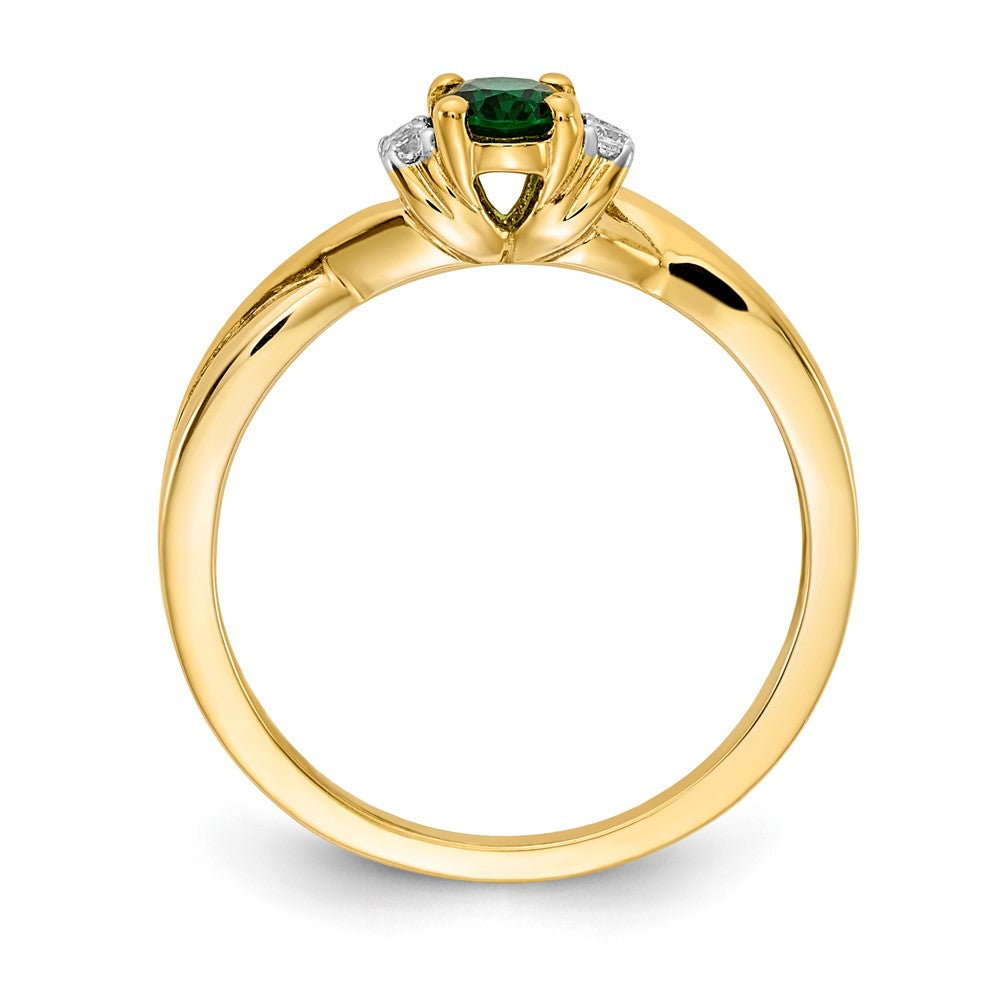 10K Gelbgold 10K Diamant und Oval Smaragd Ring