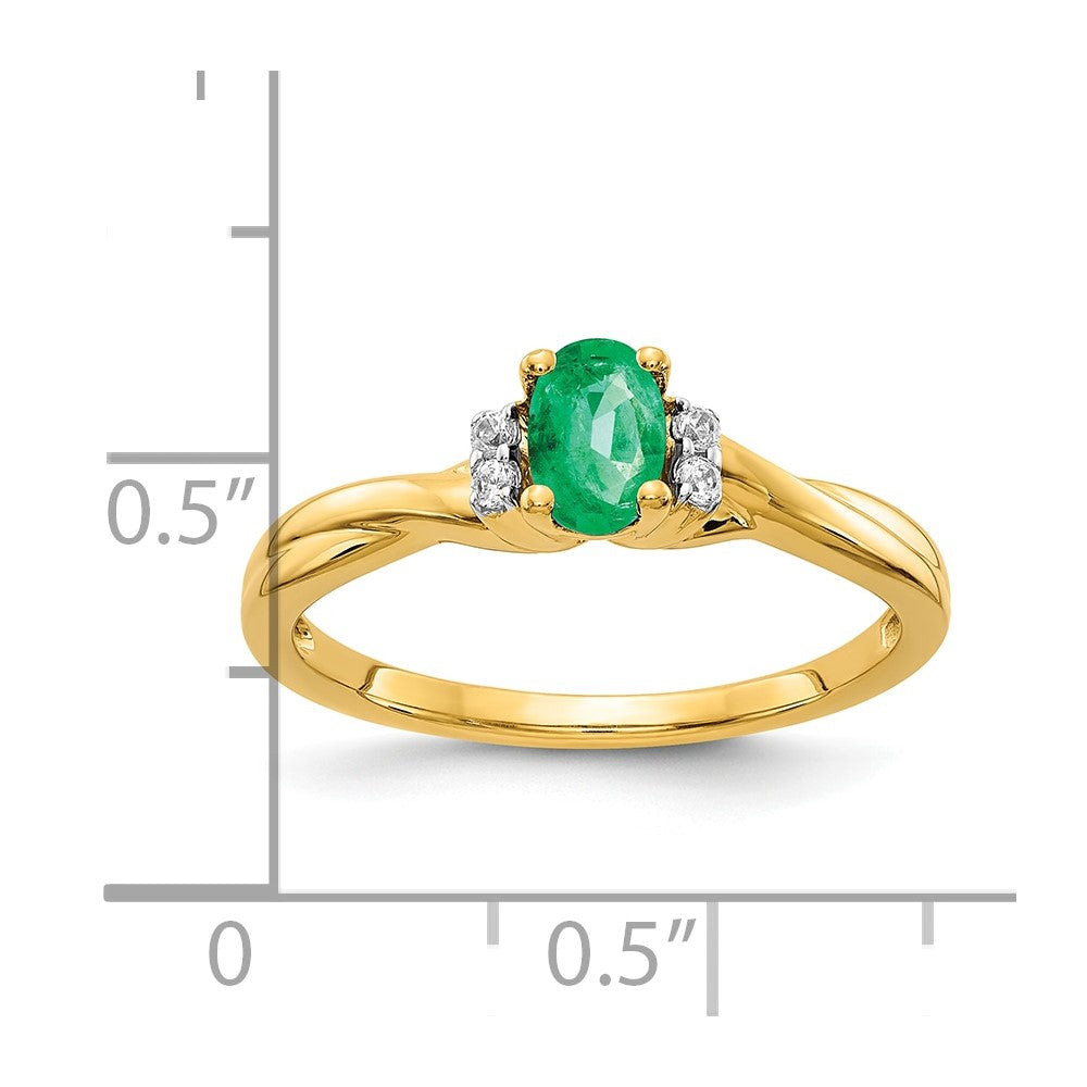 10K Gelbgold 10K Diamant und Oval Smaragd Ring