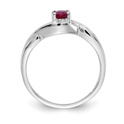 14K Weißgold Ring mit ovalem Composite-Rubin und echten Diamanten
