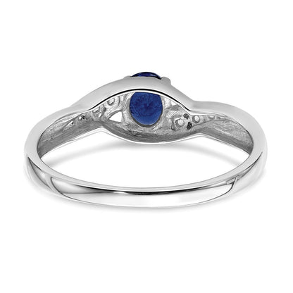 14K Weißgold Ring mit ovalem Saphir und echten Diamanten