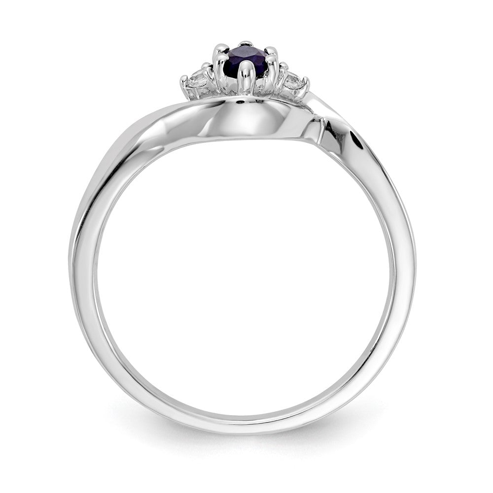 14K Weißgold Ring mit echtem Diamant und Saphir im Marquise-Schliff