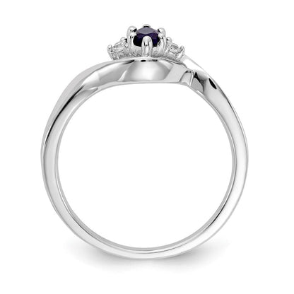 14K Weißgold Ring mit echtem Diamant und Saphir im Marquise-Schliff