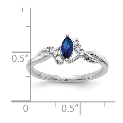10K Weißgold Diamant und Marquise Saphir Ring