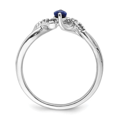 14K Weißgold Ring mit echten Diamanten und Marquise-Saphiren