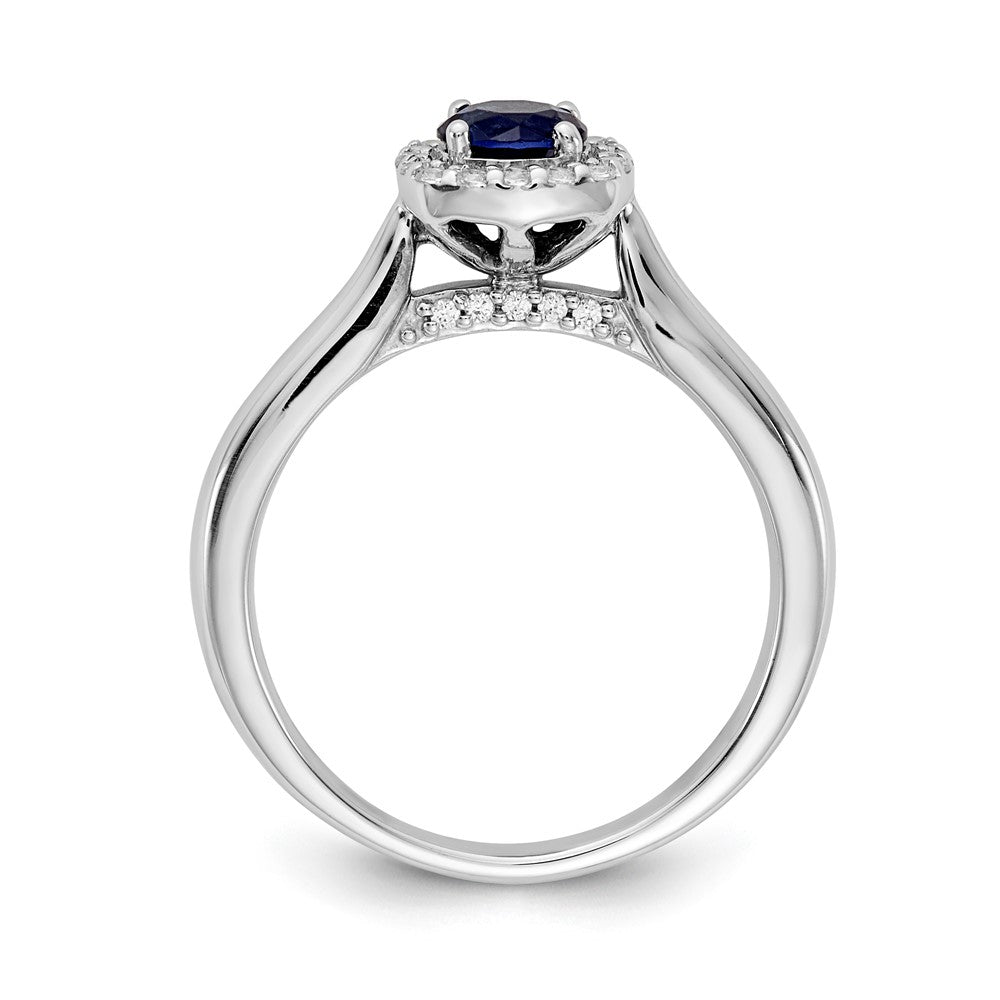 14K Weißgold Ring mit echtem Diamant und Saphir im Halo-Design