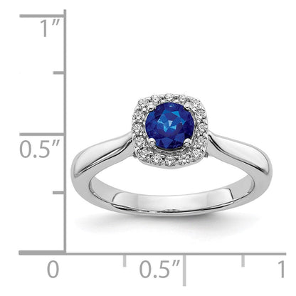 14K Weißgold Ring mit echtem Diamant und Saphir im Halo-Design