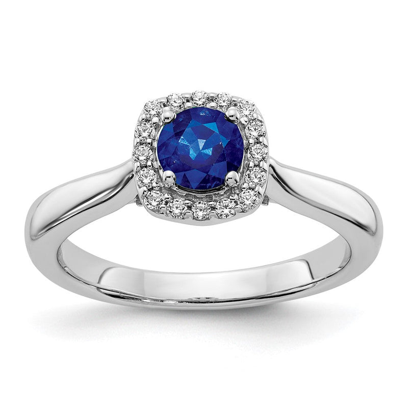 14K Weißgold Ring mit natürlichem Diamant und Saphir im Halo-Design