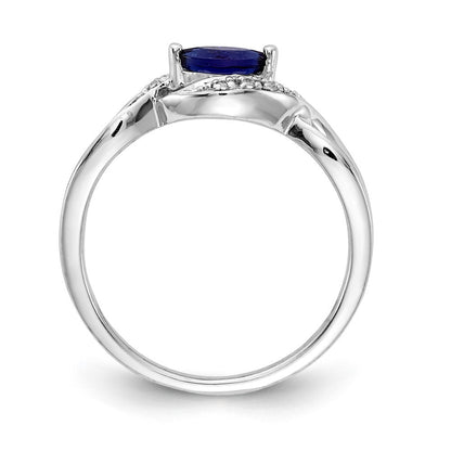 14K Weißgold Ring mit echtem Diamant und Marquise-Saphir