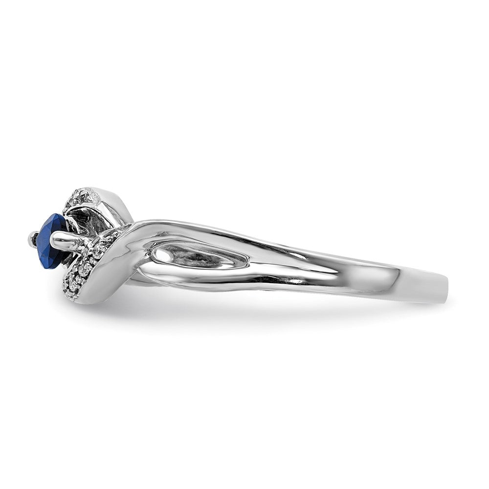 14K Weißgold Ring mit echtem Diamant und Marquise-Saphir