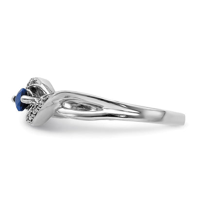 14K Weißgold Ring mit echtem Diamant und Marquise-Saphir