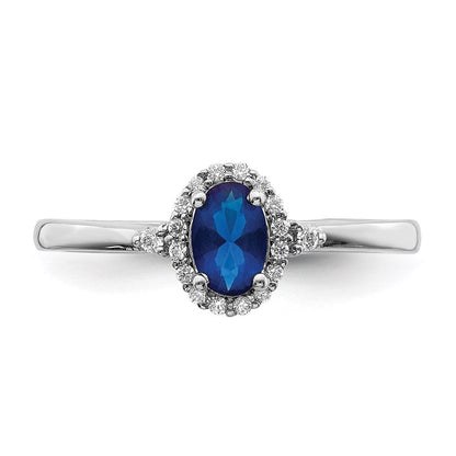 14K Weißgold Ring mit ovalem Saphir, Diamant-Halo und echten Diamanten