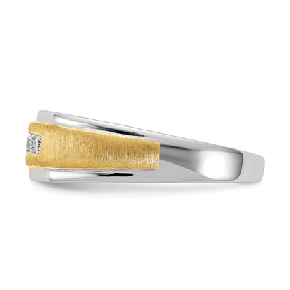 14K Weiß- und Gelbgold Herrenring mit echten Diamanten