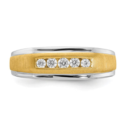 14K Weiß- und Gelbgold Herrenring mit echten Diamanten