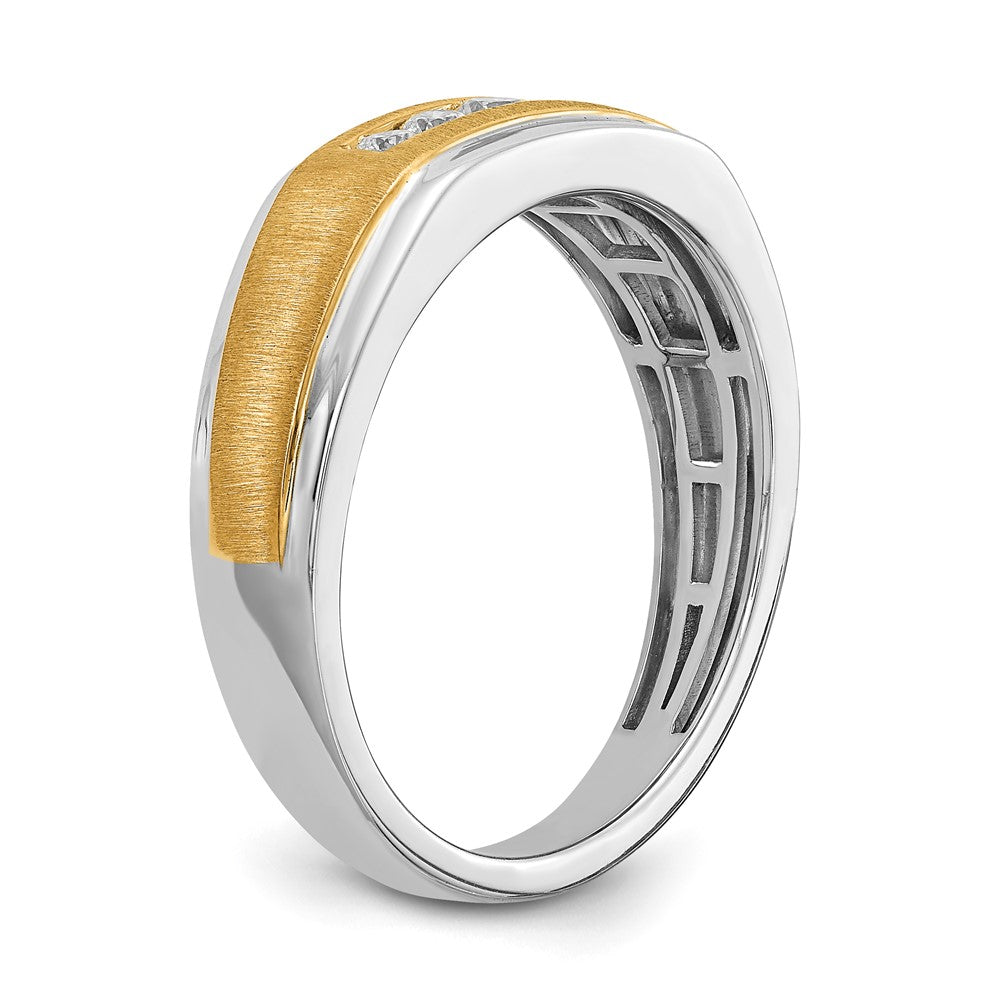 14K Weiß- und Gelbgold Herrenring mit echten Diamanten