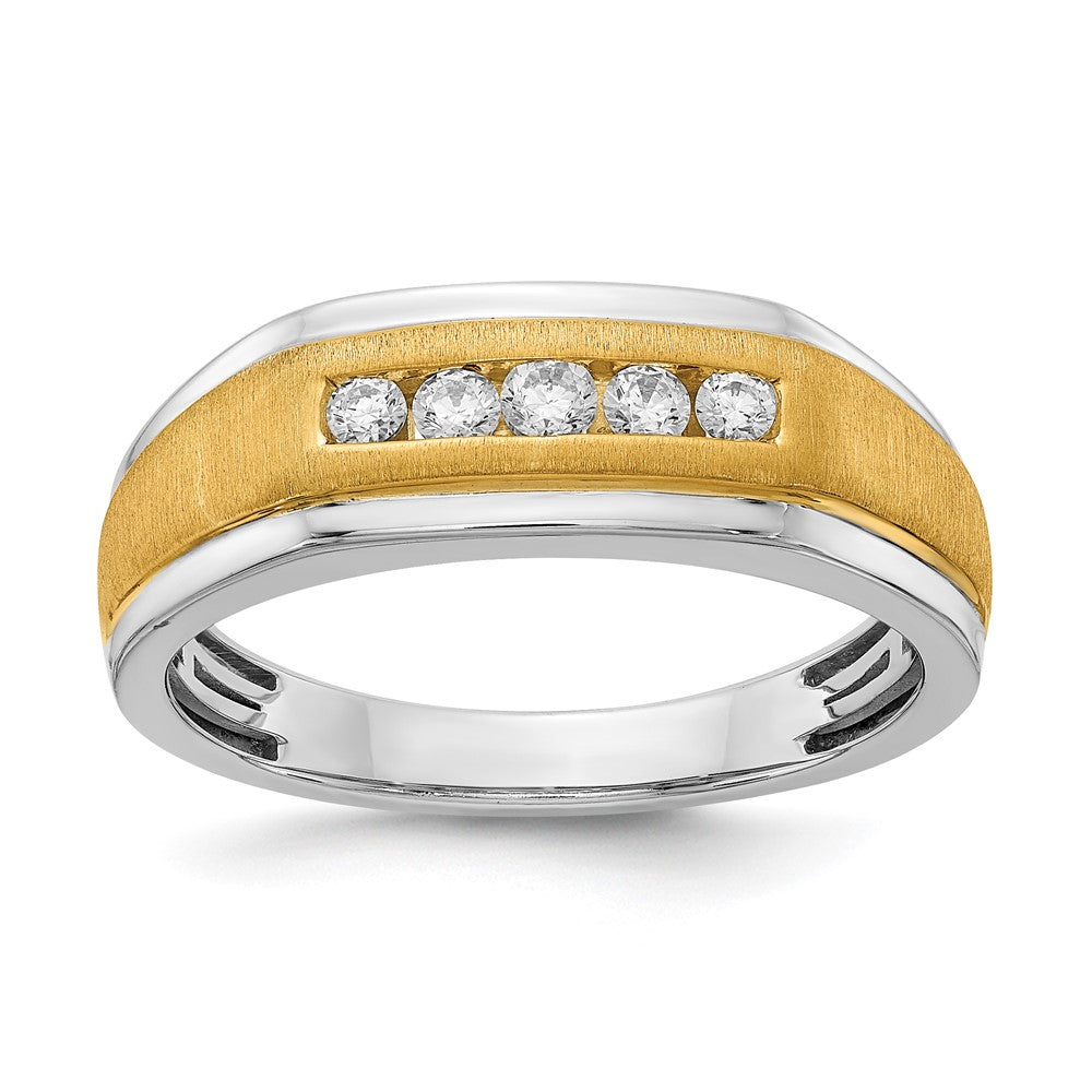 14K Weiß- und Gelbgold Herrenring mit echten Diamanten
