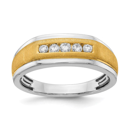 14K Weiß- und Gelbgold Herrenring mit echten Diamanten