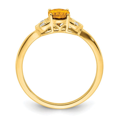 14K Gelbgold Ring mit Citrin und echten Diamanten