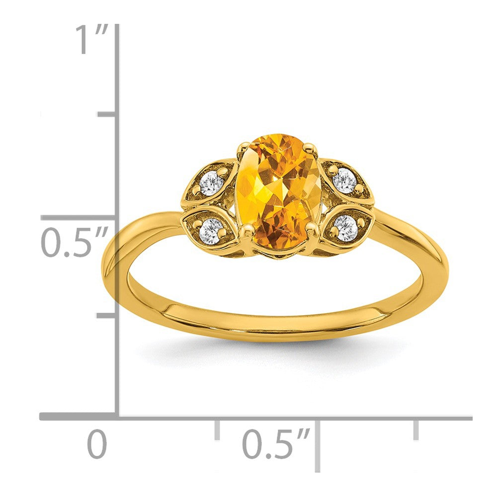 14K Gelbgold Ring mit Citrin und echten Diamanten