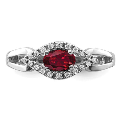 14K Weißgold Ring mit 0,10 ct. im Labor gezüchteten Diamanten VS/SI+ G+ und im Labor gezüchteten Rubinen