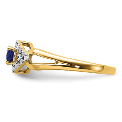 14K Gelbgold Ring mit 0,1 ct. im Labor gezüchtetem Diamant VS/SI+ G+ und im Labor gezüchtetem blauen Saphir