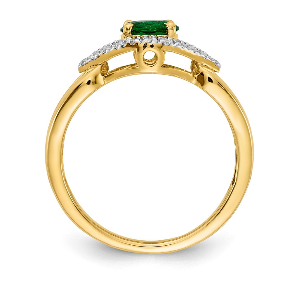 10K Gelbgold Diamant und Smaragd Ring