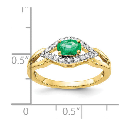 10K Gelbgold Diamant und Smaragd Ring