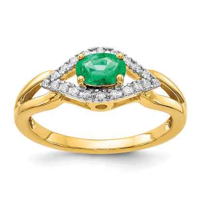 10K Gelbgold Diamant und Smaragd Ring
